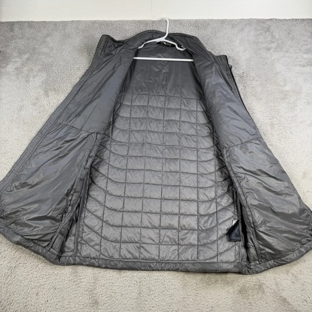 The North Face Vest Mens Small Gray ThermoBall Puffer Quilted Full Zip Nylon